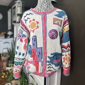 Vintage (80’s) Together! Palm Tree CityScape Cardigan
